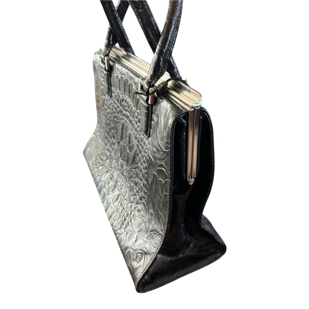 Black Embossed Croc-Pattern Tote Bag - Picture 3 of 10